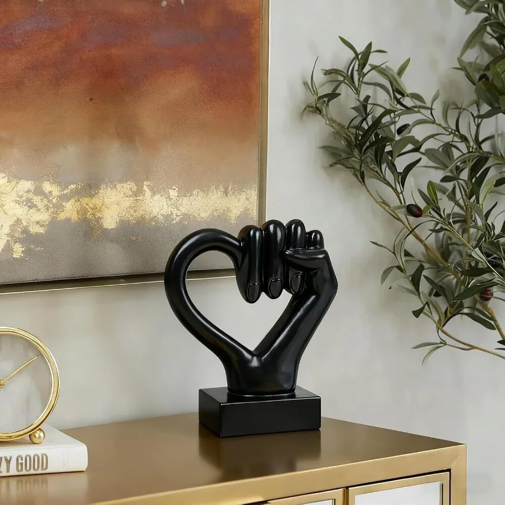 Eclectic Heart Hand Sculpture Love Peace Sign Grasping Gesture Statue Home Décor